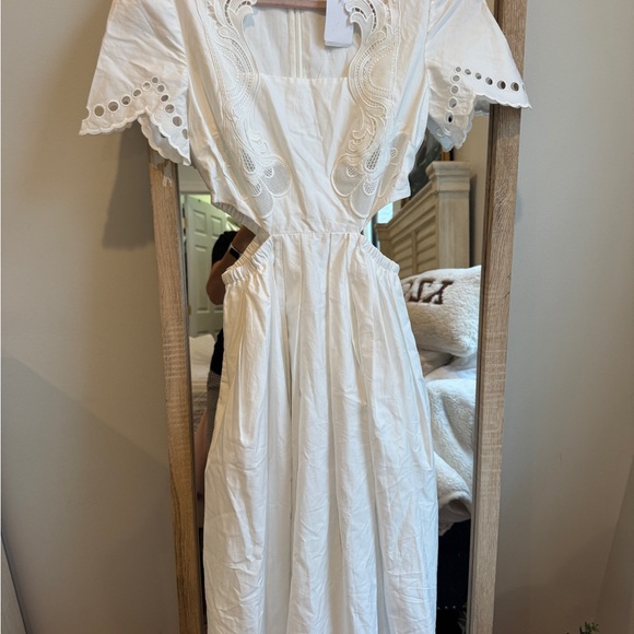 Self-Portrait White Scalloped Midi Dress - Picture 8 of 10